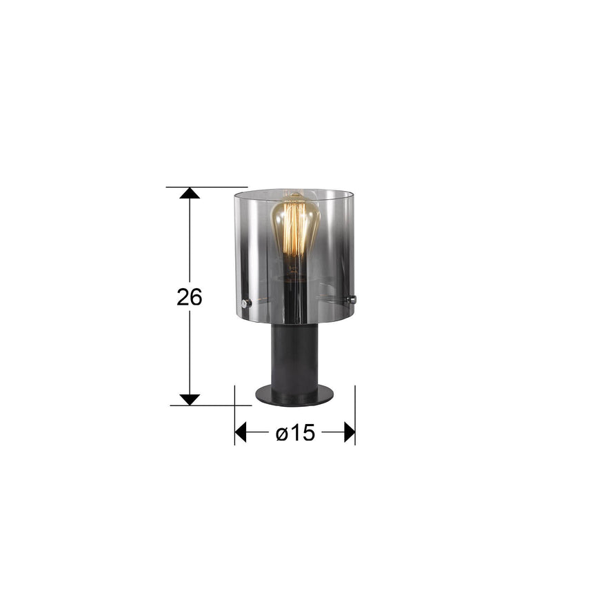 Lámpara de sobremesa Schuller Venize 1 luz negro y smoke 26cm 12837 dimensiones