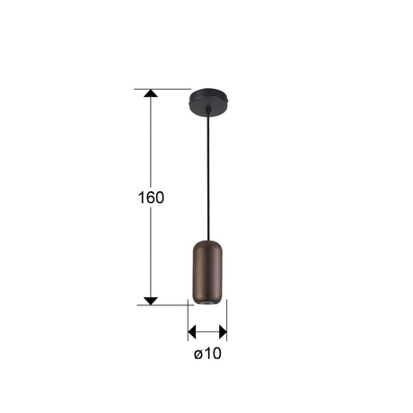 Lámpara de techo colgante Schuller Nimes 1 luz negro y marrón 12841 dimensiones