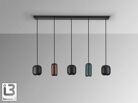Lámpara de techo colgante Schuller Nimes 5 luces negro y marrón 12863 vista 3