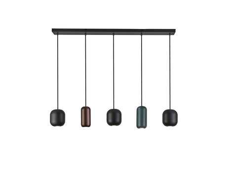 Lámpara de techo colgante Schuller Nimes 5 luces negro y marrón 12863 ambiente