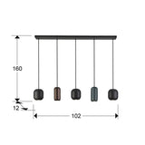 Lámpara de techo colgante Schuller Nimes 5 luces negro y marrón 12863 dimensiones