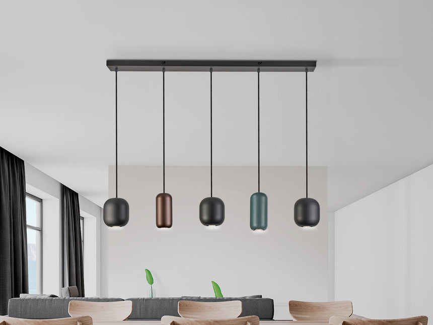 Lámpara de techo colgante Schuller Nimes 5 luces negro y marrón 12863