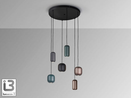 Lámpara de techo colgante Schuller Nimes 6 luces negro y marrón Ø48cm 12872 vista 3