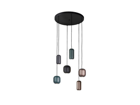 Lámpara de techo colgante Schuller Nimes 6 luces negro y marrón Ø48cm 12872 ambiente