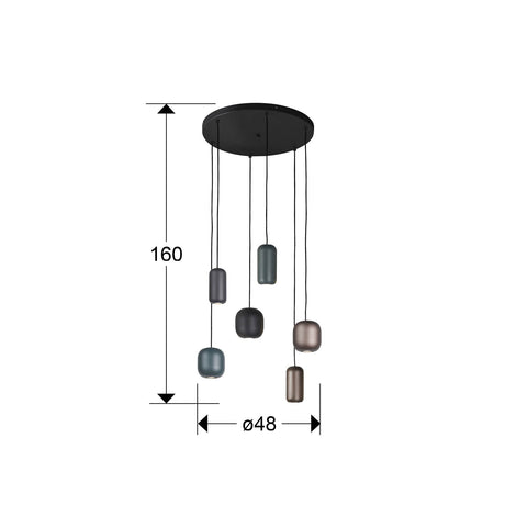 Lámpara de techo colgante Schuller Nimes 6 luces negro y marrón Ø48cm 12872 dimensiones