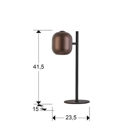 Lámpara de sobremesa Schuller Nimes 1 luz negro y marrón 12951 dimensiones