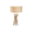Lámpara de sobremesa Ideal Lux Driftwood madera tela y 60W Ø40cm 129570