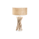 Lámpara de sobremesa Ideal Lux Driftwood madera tela y 60W Ø40cm 129570