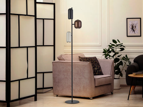 Lámpara de pie de salón Schuller Nimes 3 luces negro y marrón 145cm 12962