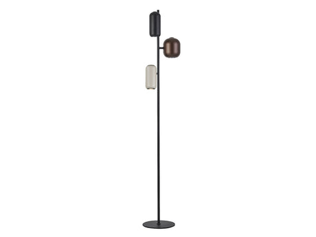 Lámpara de pie de salón Schuller Nimes 3 luces negro y marrón 145cm 12962 ambiente