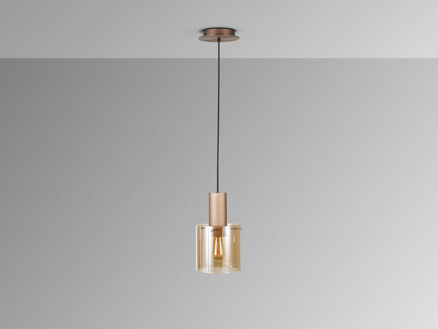 Lámpara de techo colgante Schuller Venize 1 luz cobre satinado y ambar 12973 vista 2