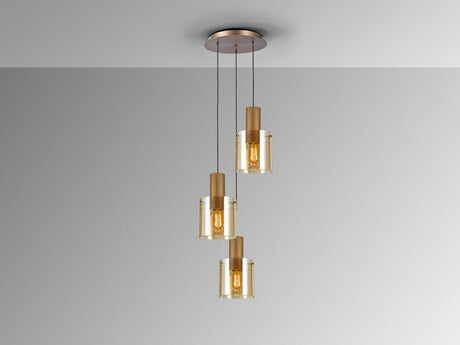 Lámpara de techo colgante Schuller Venize 3 luces cobre satinado y ambar Ø37cm 12980 vista 2