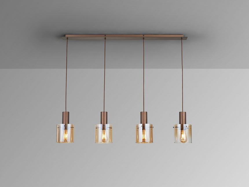 Lámpara de techo colgante Schuller Venize 4 luces cobre satinado y ambar 12999 vista 2