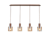Lámpara de techo colgante Schuller Venize 4 luces cobre satinado y ambar 12999 ambiente