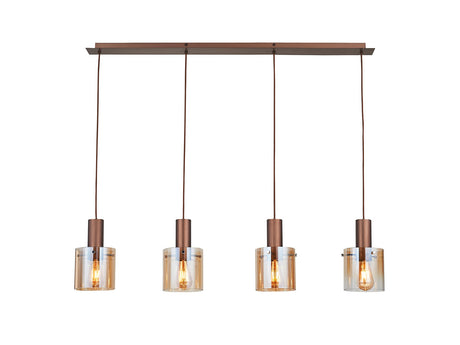 Lámpara de techo colgante Schuller Venize 4 luces cobre satinado y ambar 12999 ambiente