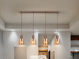 Lámpara de techo colgante Schuller Venize 4 luces cobre satinado y ambar 12999