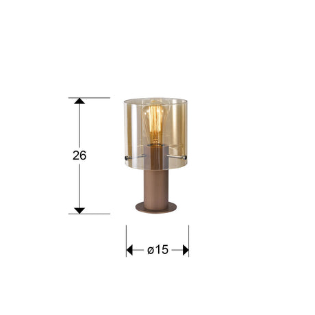 Lámpara de sobremesa Schuller Venize 1 luz cobre satinado y ambar 26cm 13002 dimensiones