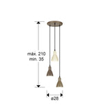 Lámpara de techo colgante Schuller Afra 3 luces marrón 13217 dimensiones
