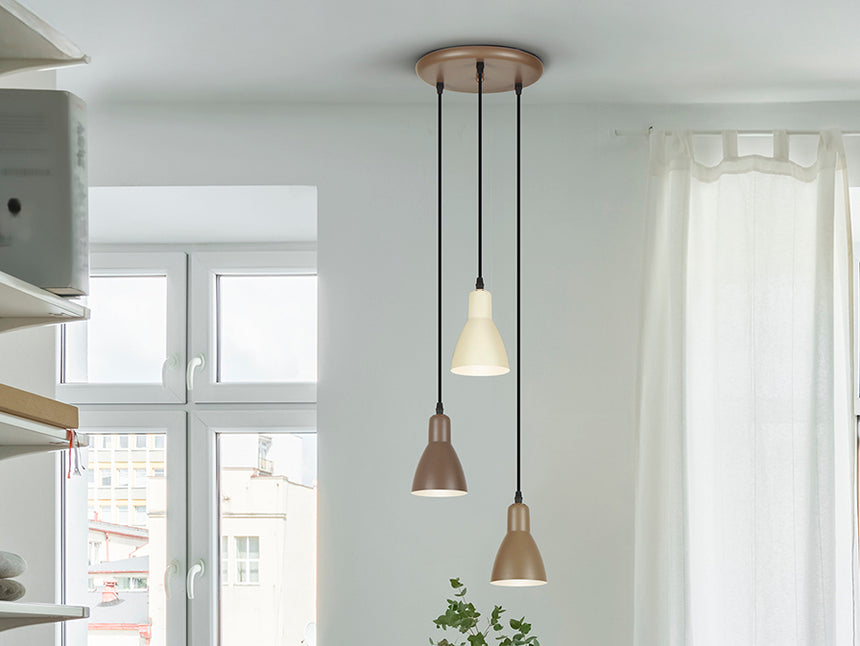 Schuller I3 Afra Lámpara de techo colgante 3 luces marrón /crema 13217