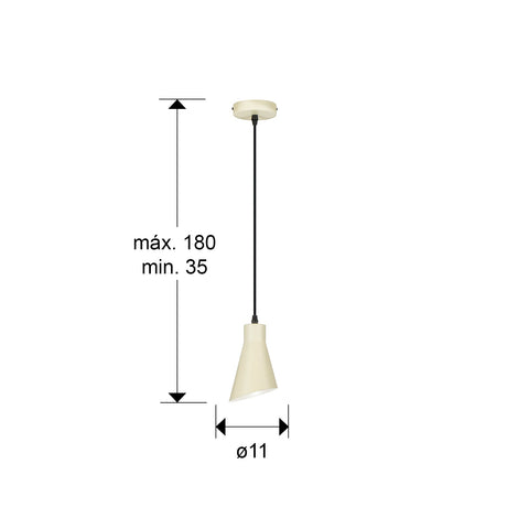 Lámpara de techo colgante Schuller Bera 1 luz crema satinado 13305 dimensiones