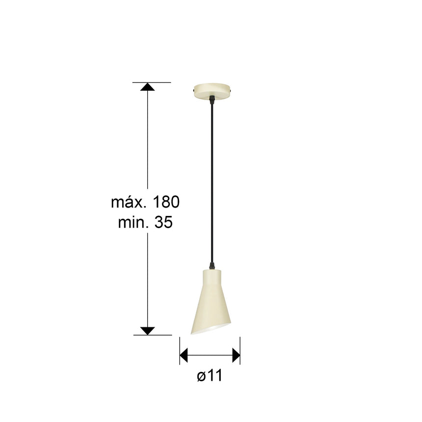 Lámpara de techo colgante Schuller Bera 1 luz crema satinado 13305 dimensiones