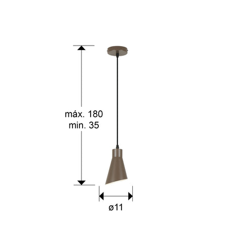 Lámpara de techo colgante Schuller Bera 1 luz marrón 13319 dimensiones
