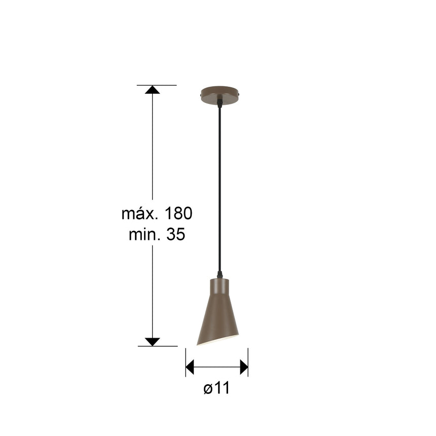 Lámpara de techo colgante Schuller Bera 1 luz marrón 13319 dimensiones