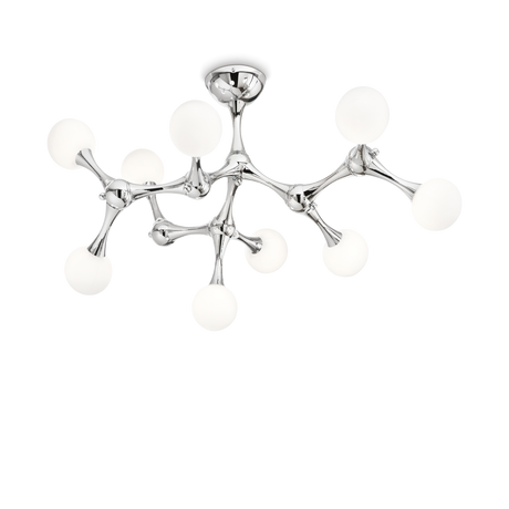 Plafón de techo 9 bolas Ideal Lux Nodi cristal 9 luces 135W Ø83cm cromo — ref. 133393 (1)