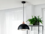 Lámpara de techo colgante Schuller Polo 1 luz negro y cobre Ø35cm 13402