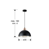 Lámpara de techo colgante Schuller Polo 1 luz negro y cobre Ø35cm 13402 dimensiones