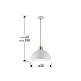 Lámpara de techo colgante Schuller Polo 1 luz gris y latón Ø35cm 13411 dimensiones