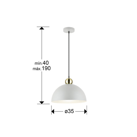 Lámpara de techo colgante Schuller Polo 1 luz gris y latón Ø35cm 13411 dimensiones