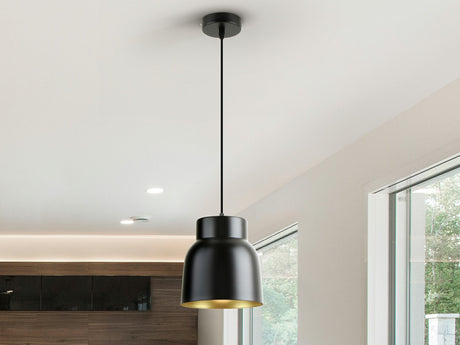 Lámpara de techo colgante Schuller Vulcano 1 luz negro y dorado 13536