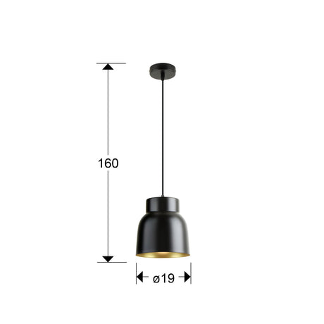 Lámpara de techo colgante Schuller Vulcano 1 luz negro y dorado 13536 dimensiones