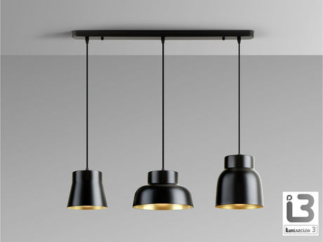 Lámpara de techo colgante Schuller Vulcano 3 luces negro y dorado 13572 vista 2