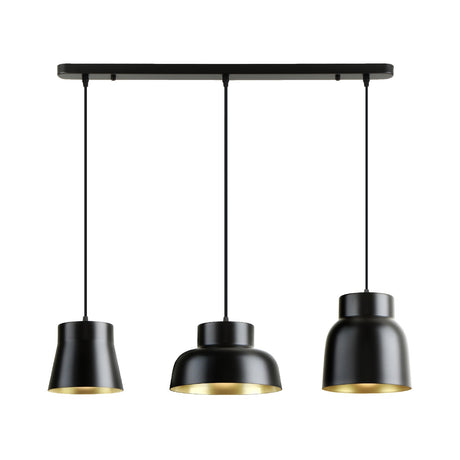 Lámpara de techo colgante Schuller Vulcano 3 luces negro y dorado 13572 ambiente