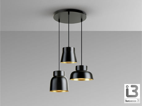 Lámpara de techo colgante Schuller Vulcano 3 luces negro Ø47cm 13581 vista 2