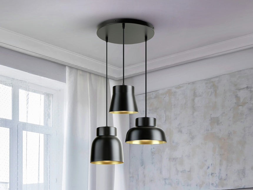 Lámpara de techo colgante Schuller Vulcano 3 luces negro Ø47cm 13581