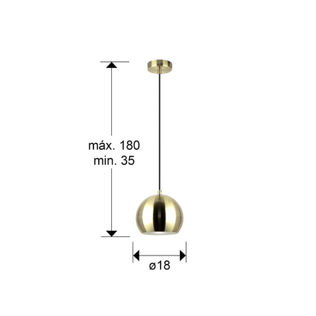 Lámpara de techo colgante Schuller Olena 1 luz latón 13697 dimensiones