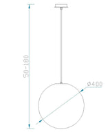 Plano de medidas - Mantra Avoriaz Lámpara de techo colgante blanco Ø40cm 1398
