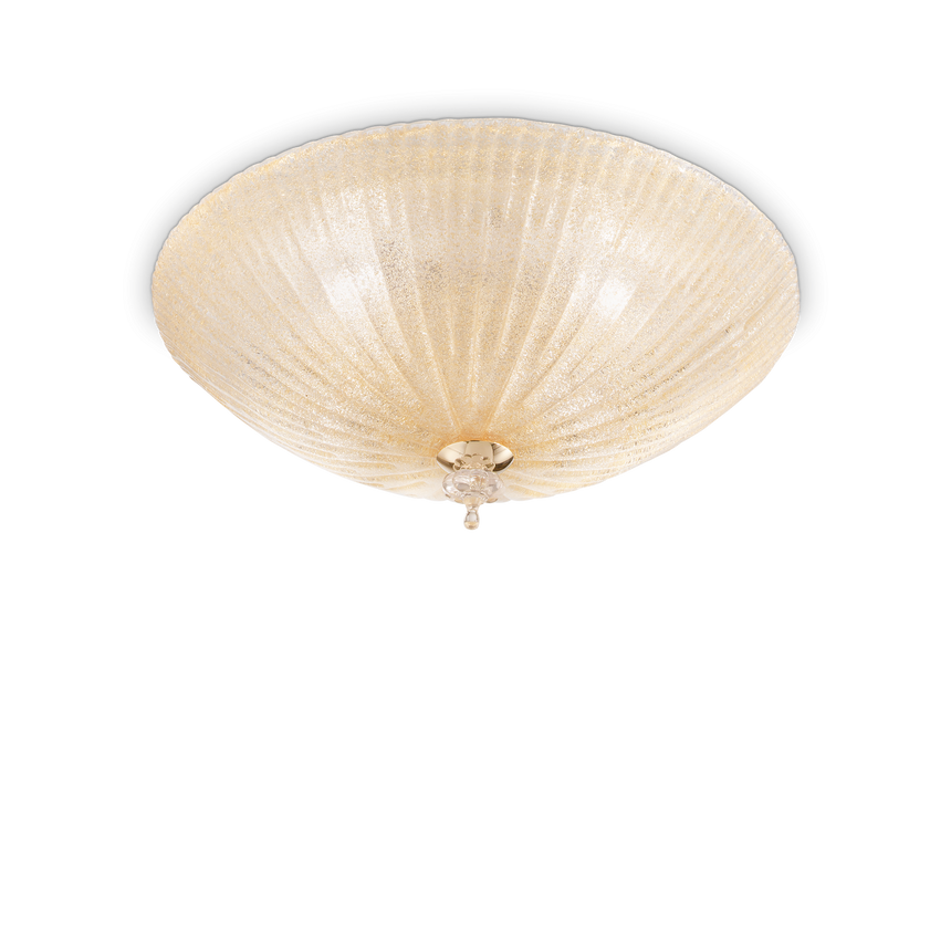 Plafón de techo Ideal Lux Shell cristal 4 luces Ø50cm E27 ámbar — ref. 140186 (1)