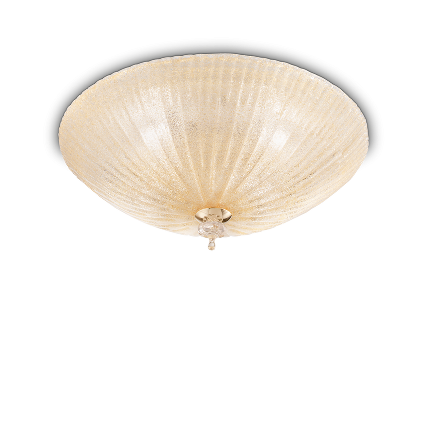 Plafón de techo Ideal Lux Shell ámbar cristal 6 luces 360W Ø60cm 140193