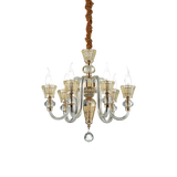 Lámpara colgante Ideal Lux Strauss dorado cristal 6 luces 240W Ø50,5cm 140605