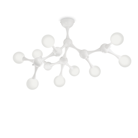 Plafón de techo Ideal Lux Nodi blanco cristal 9 luces 135W Ø83cm 149622