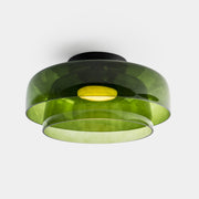 Plafón LedsC4 Levels Ceiling LED 2 luces negro verde CCT regulable DALI Ø42+Ø32cm 15-A141-05-08