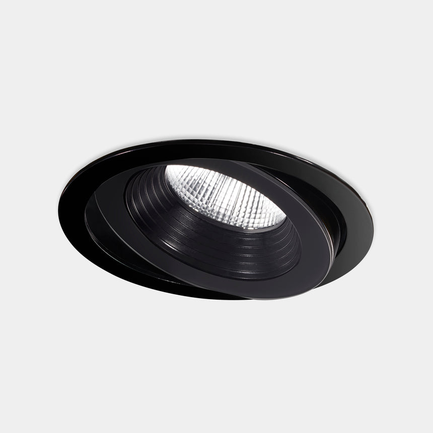 LedsC4 Downlight IP66 Dako Adjustable Ø200Mm LED 20 Blanco Cálido - 3000K On-Off Negr 15-E105-05-CL