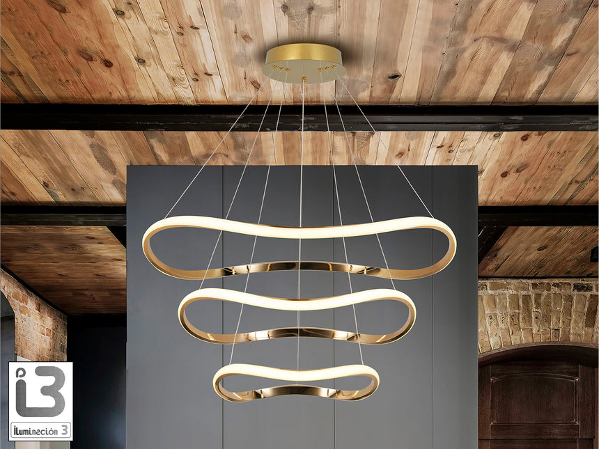 Lámpara de techo colgante de 3 aros Schuller Naos oro r - vista 4