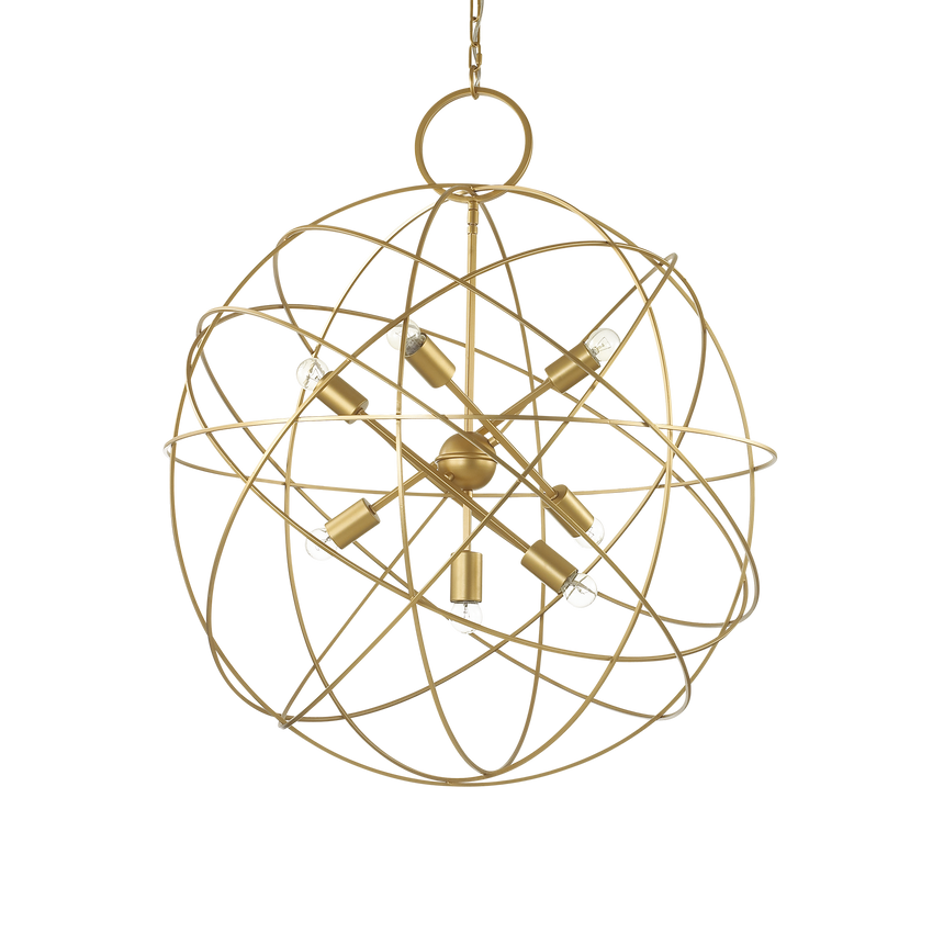 Lámpara colgante Ideal Lux Konse dorado 7 luces 420W Ø80cm 156033