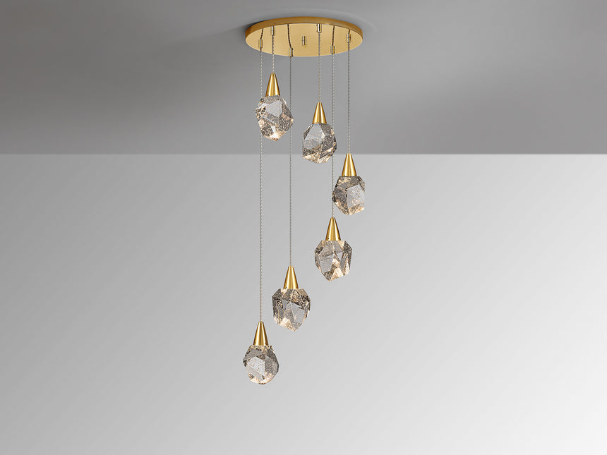 Lámpara de techo colgante Schuller Aquaria 6 luces oro  - ambiente