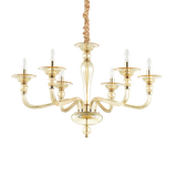 Lámpara colgante Ideal Lux Danieli ámbar cristal 6 luces 240W Ø85cm 159942